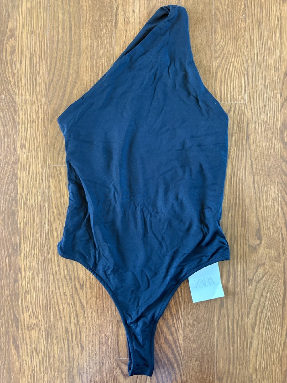 Zara Black Bodysuit One Shoulder Back Cutout NEW NWT Women’s Small Basics